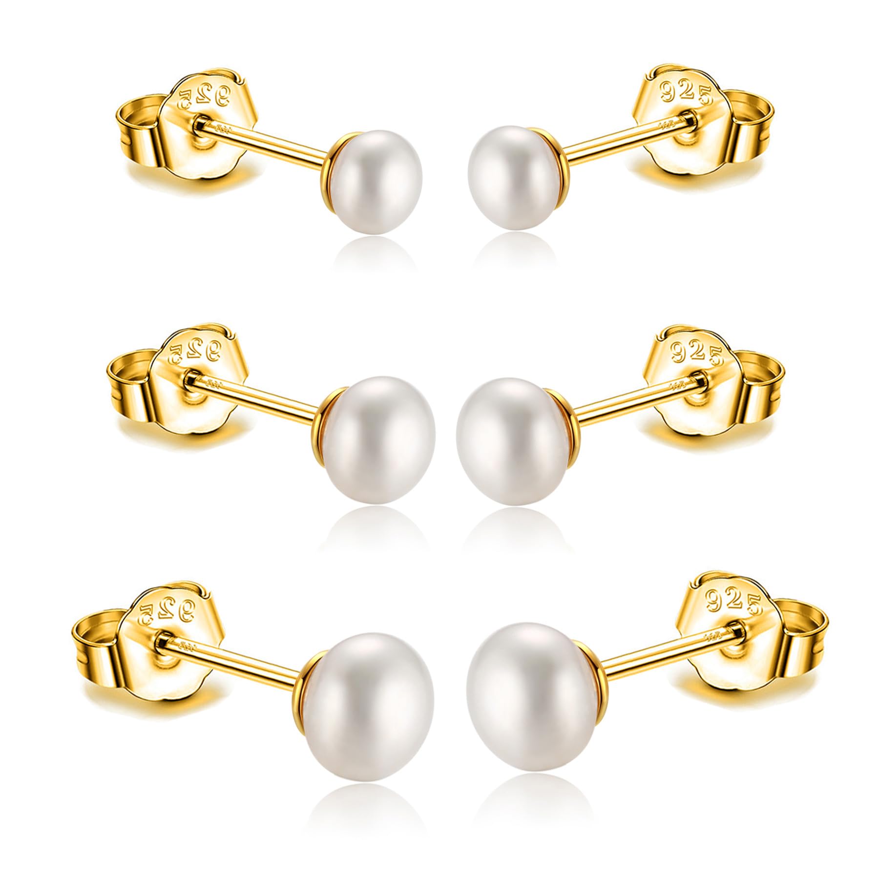 Orecchini a bottone in argento 925 con perle d'acqua dolce