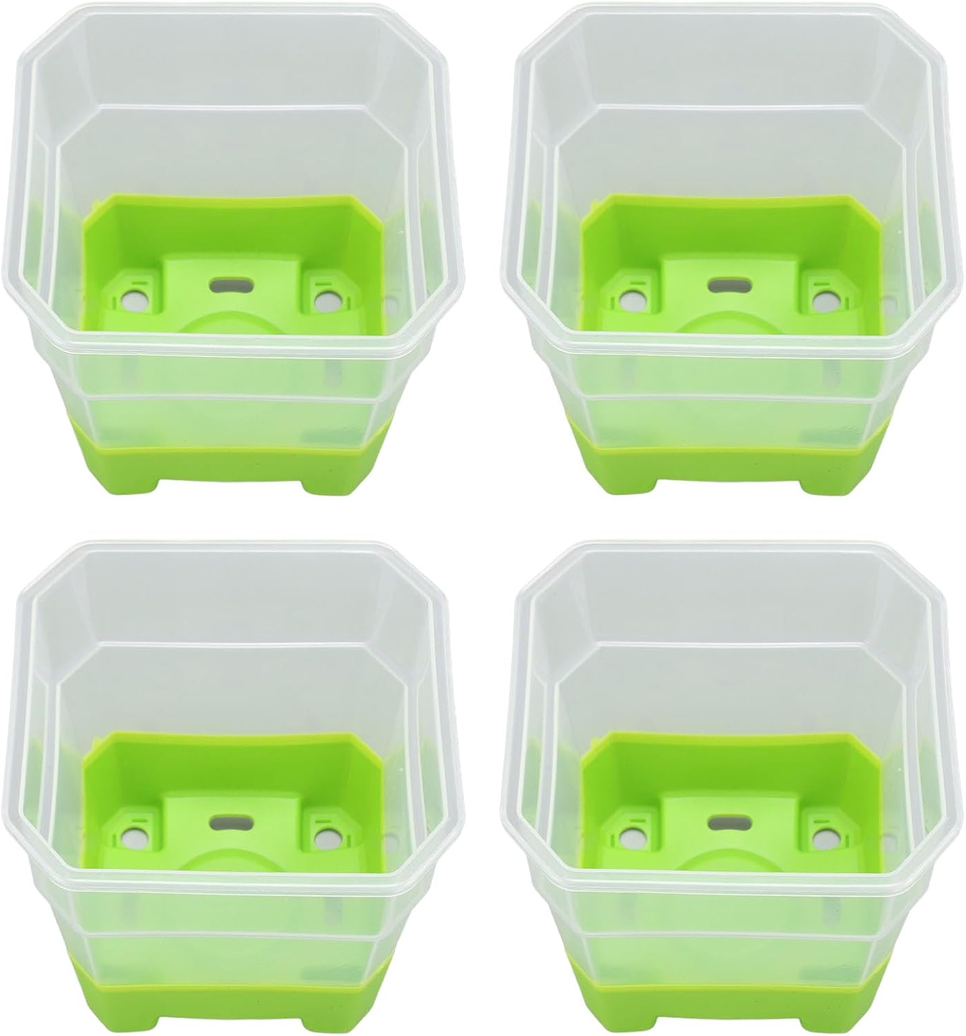 20Pcs Nursery Pot Planters Variety Pack, Reusable Flower Plant Seed Pots, Silicone and Plastic Material, Square Transparent Design, Sturdy and Eco Friendly (Green)