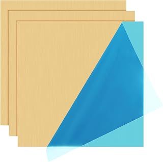 LOYORTY 3pcs H62 Brass Sheets 6x6x1.5mm 16 Gauge - Double-Sided Film Protected for DIY Crafts, Stamping, Engraving & Jewelry