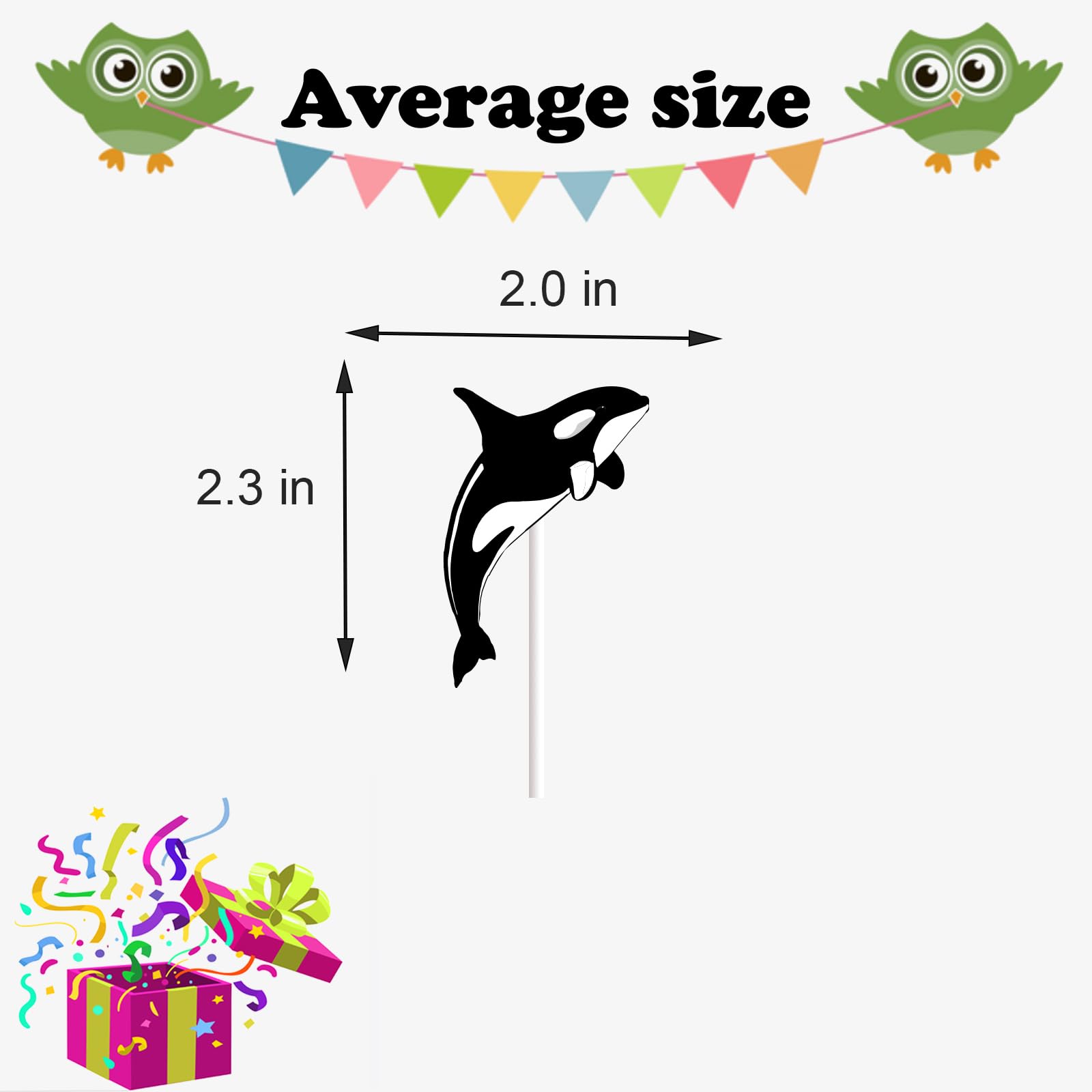 Killer Whale Cupcake Toppers - 18pcs Ocean Theme Cake Decorations For Nautical Parties