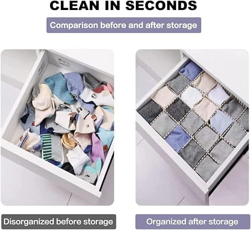 Miniatura 6 de 44 separadores de cajones con hebilla de fijación, organizador de cajones ajustable, separador de almacenamiento para ropa, cubiertos, calcetines,