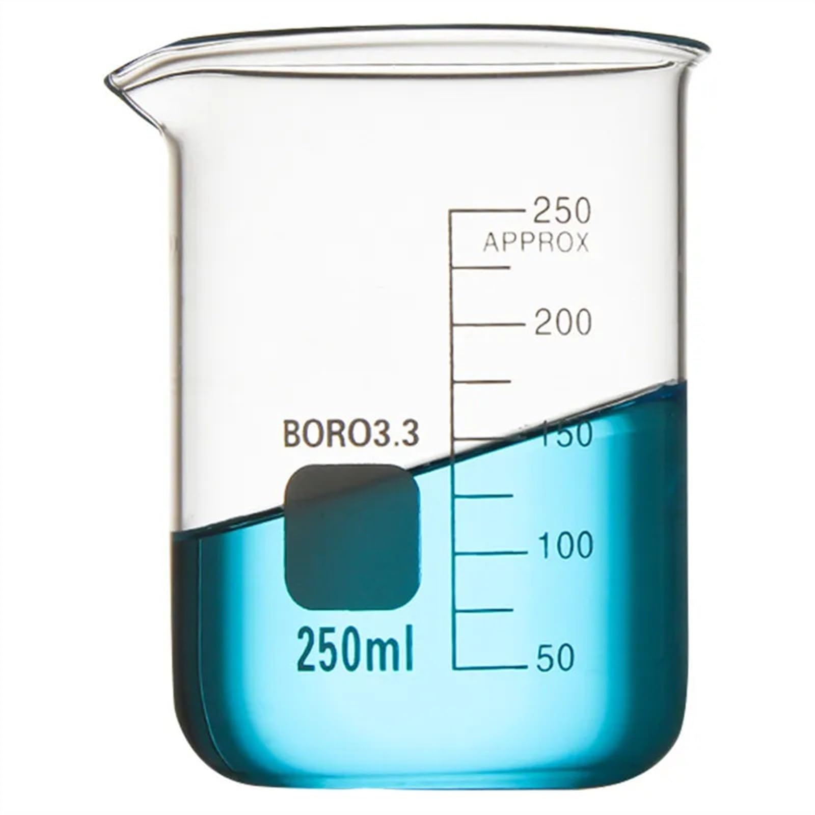 Vaso de precipitados de Vidrio para Laboratorio, Espesado, Resistente a Altas temperaturas, 5 ml, 10 ml, 25 ml, 50 ml y 100 ml (5)