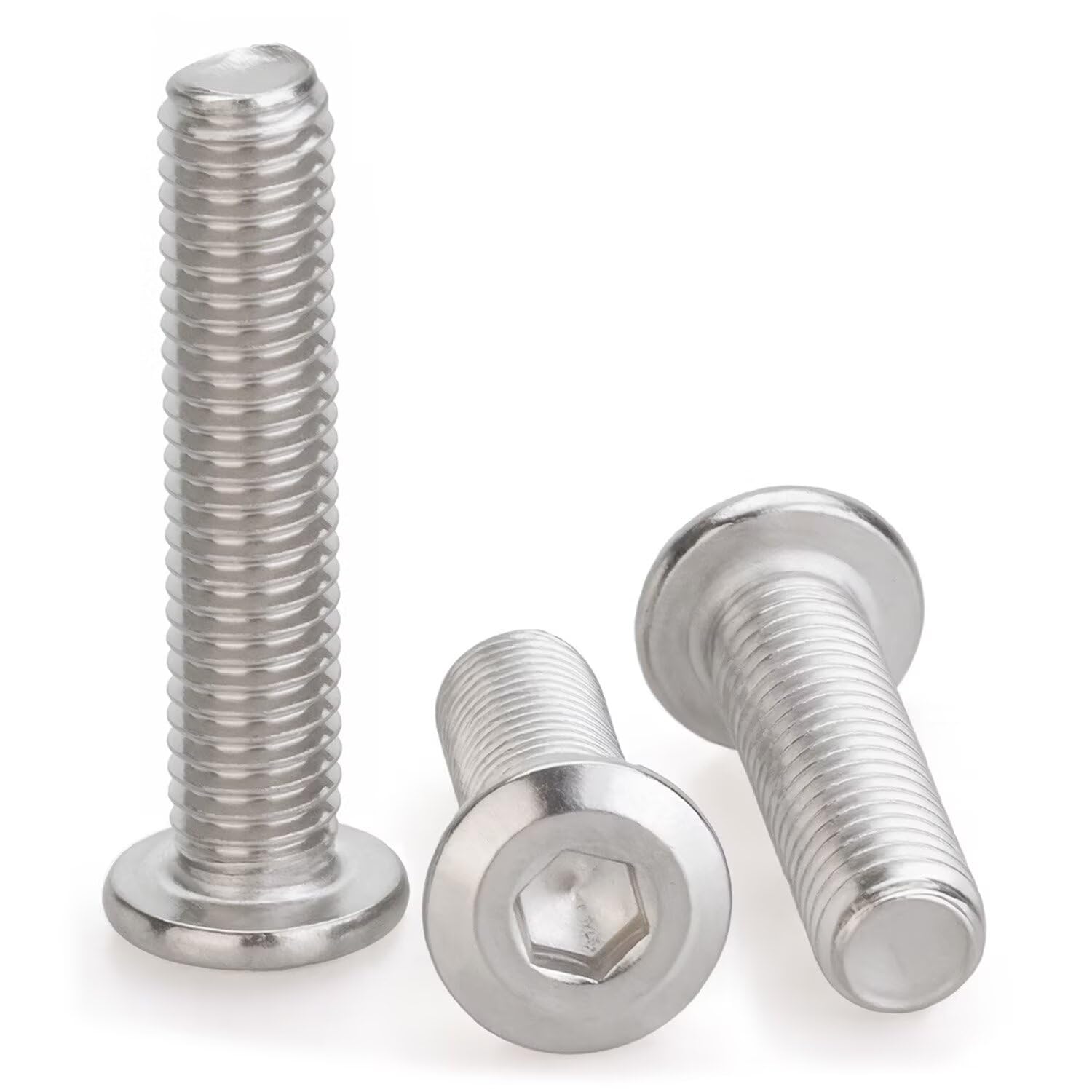 M12 x 75mm 2 Pcs Flat Round Head Hex Socket Cap Screws, 304 Stainless Steel Bolts, Fully Threaded, Bright Finish, Furniture, DIY, 3D Printing