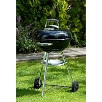 Weber Compact Kettle Holzkohlegrill/Dreibein-Ständer und Räder, Hitzebeständiges, rostfreies Design, Verchromter dreilagiger Rost, 47 cm, Schwarz – Ansicht 3