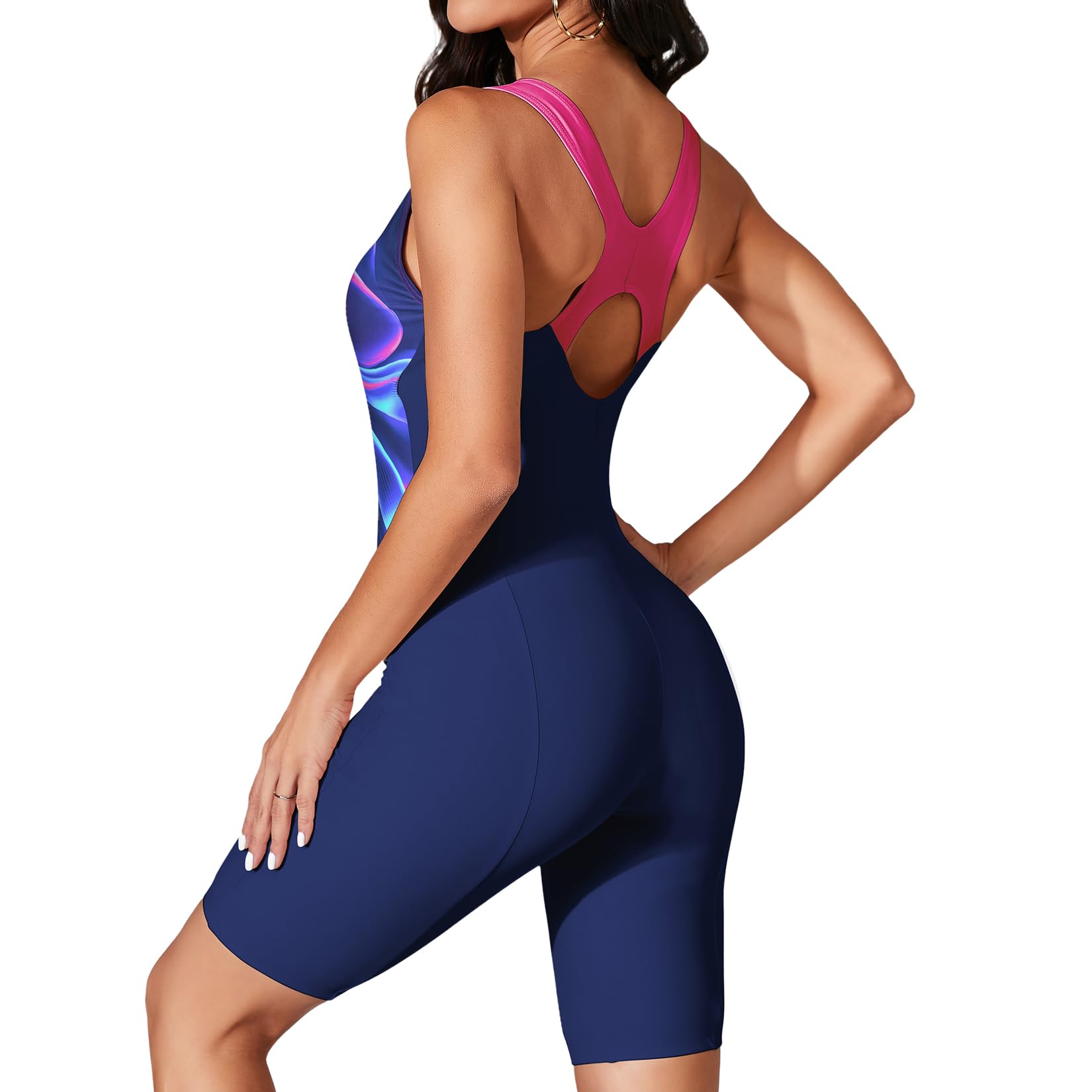 Maillot de Bain Femme 1 Pièce Maillot de Bain Sportif Racerback Sports Amincissant Monokini