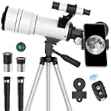 ToyerBee Telescope for Adults & Kids, 70mm Aperture Astronomical Refractor Telescopes for Astronomy Beginners (15X-150X), 300mm Portable Telescope with an Phone Adapter & A Wireless Remote