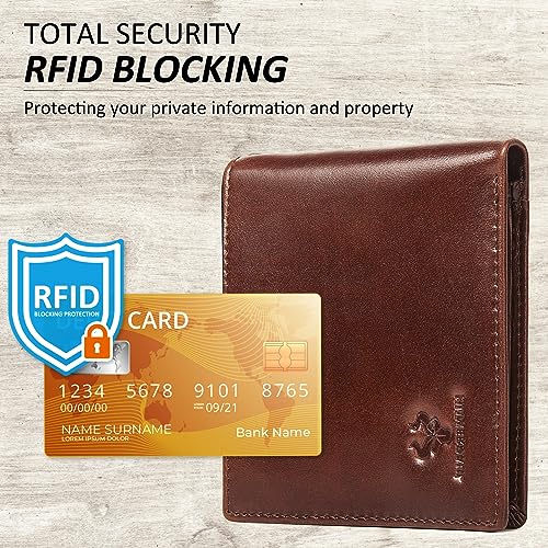 HUMERPAUL Chain Wallets for Men, Genuine Leather Purse RFID Blocking Bifold Wallets with 2 ID Window4