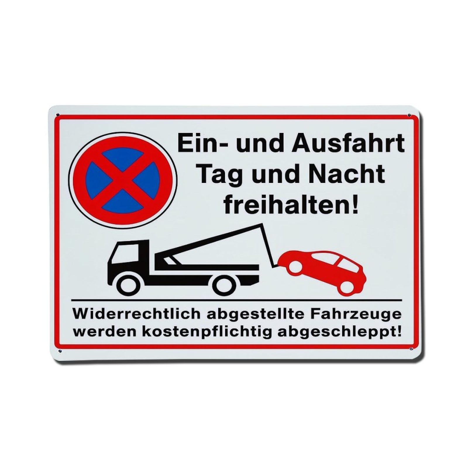 No Parking Sign With Tow Truck And Car Retro Metal Tin Sign, Vintage Decor Art Poster for Bar, Home, Man Cave, Kitchen, Laundry Room Gift 8x12Inch