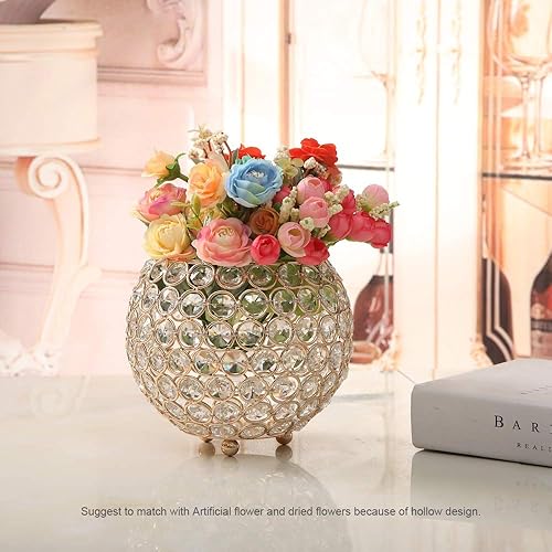 Miniatura 4 de VINCIGANT Portavelas de cristal dorado para decoración de mesa de café, sala de estar o mesa de comedor, jarrones decorativos