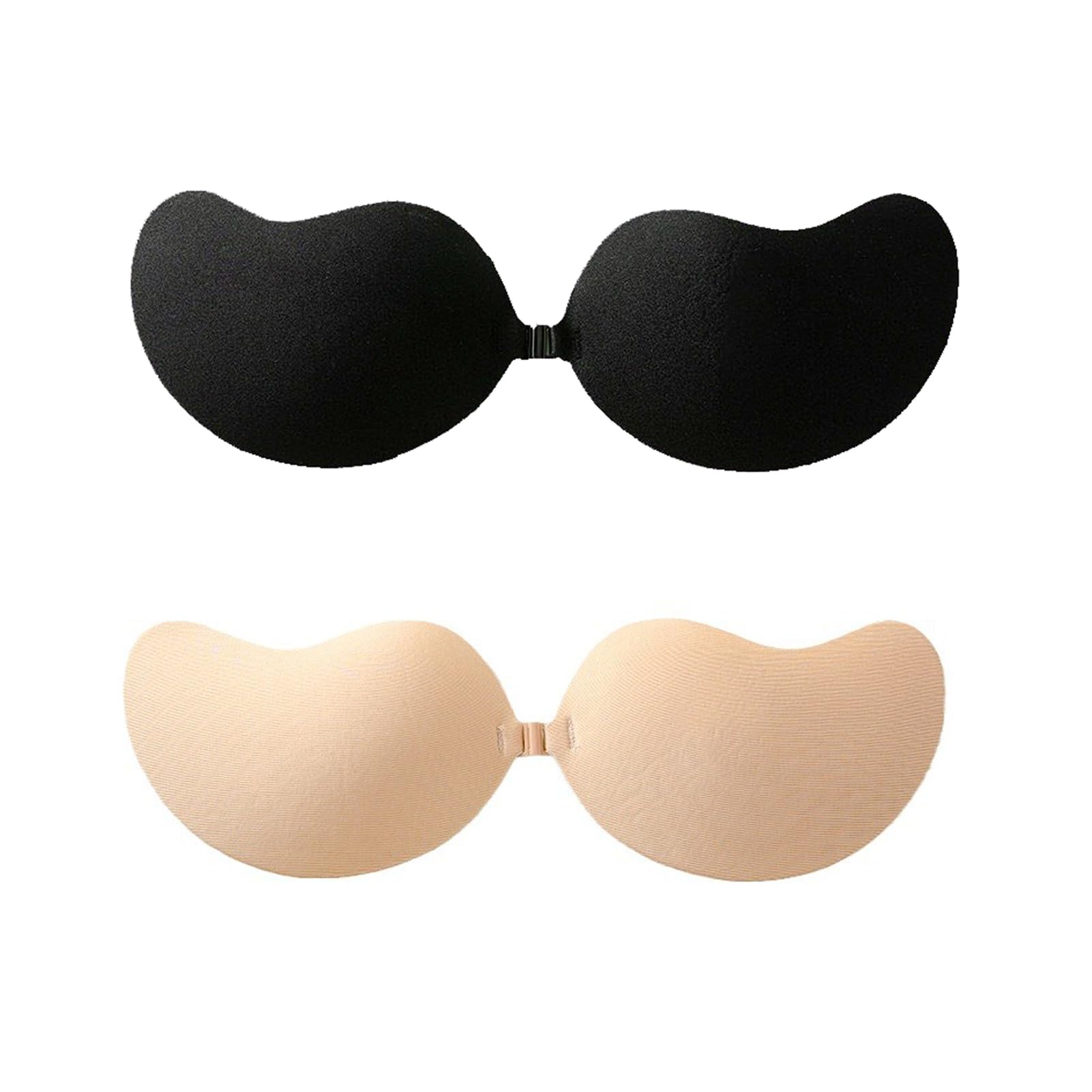 Meiyea Adhesive Bras for Women - Reusable Sticky Bras, Invisible Push Up Nipple Covers for Backless Dresses, Seamless Bras for Weddings & Parties - 2 Pack (B)