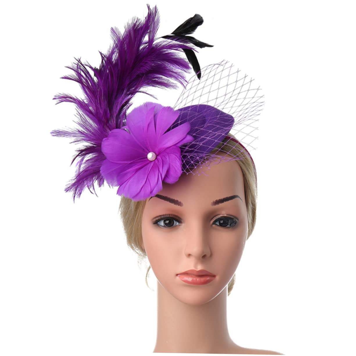 SHERCHPRY 1 sombrero de niña de flores para boda, novia, mini sombrero de copa para mujer, mini sombrero con clip para el cabello