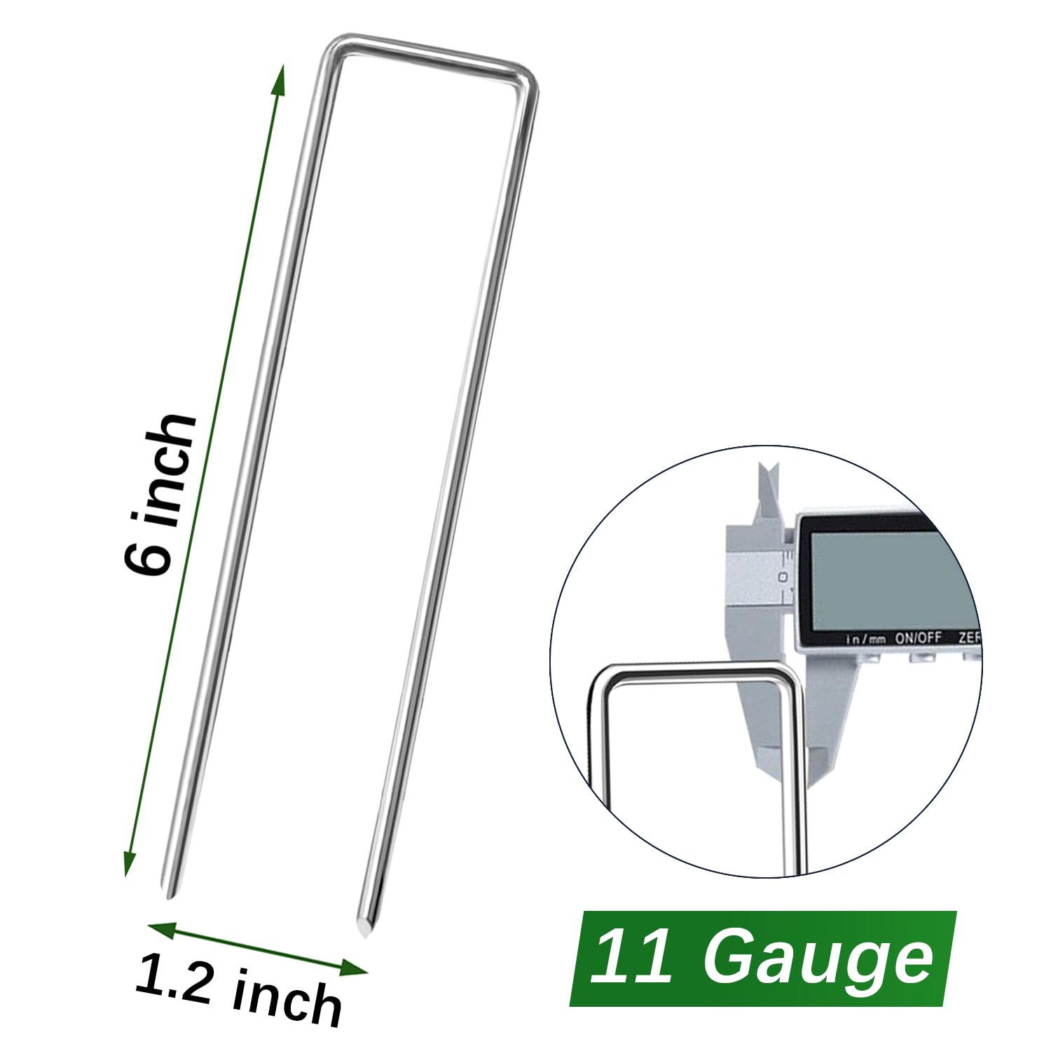 Confezione da 500 picchetti da giardino zincati da 15,2 cm, picchetti antiruggine per barriera contro erbacce, tubi per irrigazione, tessuto paesaggistico, prato da cortile