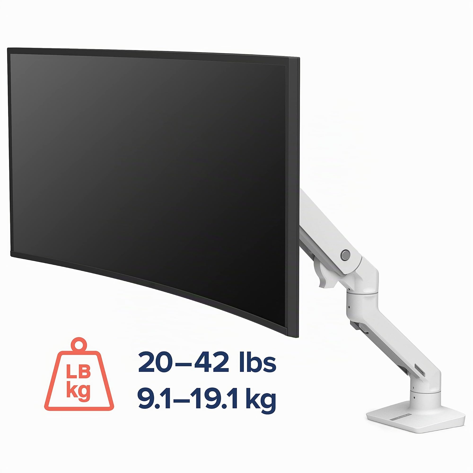 Ergotron - Braccio HX da scrivania per monitor VESA pesanti, ultrawide/piatti fino a 49 pollice, 9,1-19,1kg - Snodo standard, Nero opaco (45-475-216)