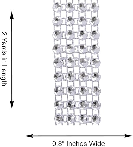 Miniatura 6 de Cinta de diamantes y estrás de acrílico plateada 4 hileras para tortas de bodas decoraciones de cumpleaños eventos de bienvenida de un bebé y