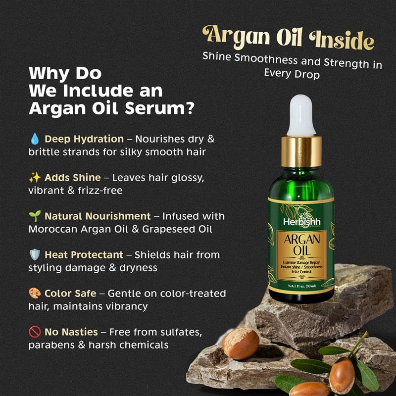 Herbishh After Color Shampoo Combo Contains Hair Color Shampoo Hair Dye 500ml Argan Oil Pro Keratin And Argan Hair Mask For Hair Straightening, Shine and Protection For Men And Women (Chestnut Brown) - Image 3