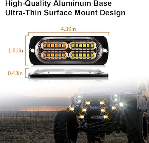 Miniatura 2 de Sidaqi Luces estroboscópicas LED para camiones, vehículos, SUV, 12-24 V, advertencia de emergencia, construcción de peligro, función de