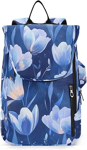 Unisex Tennis Bag Large Storage Tulipa Flowers Royal Blue Gym Sport Travel Bag for Women Men para raqueta