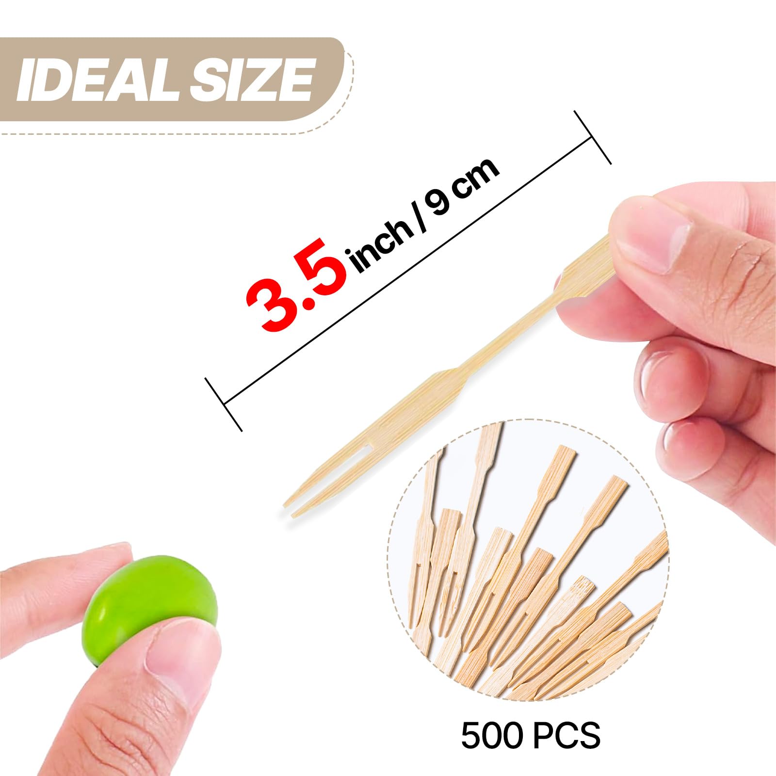 PuTwo Bamboo Appetizers Mini Small Forks 3.5 Inch 500pcs Toothpicks — Amazon image 3