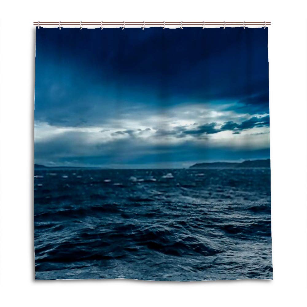 Rideau de douche turbulent océan CHEHONG en polyester 180x180 cm avec 12 crochets