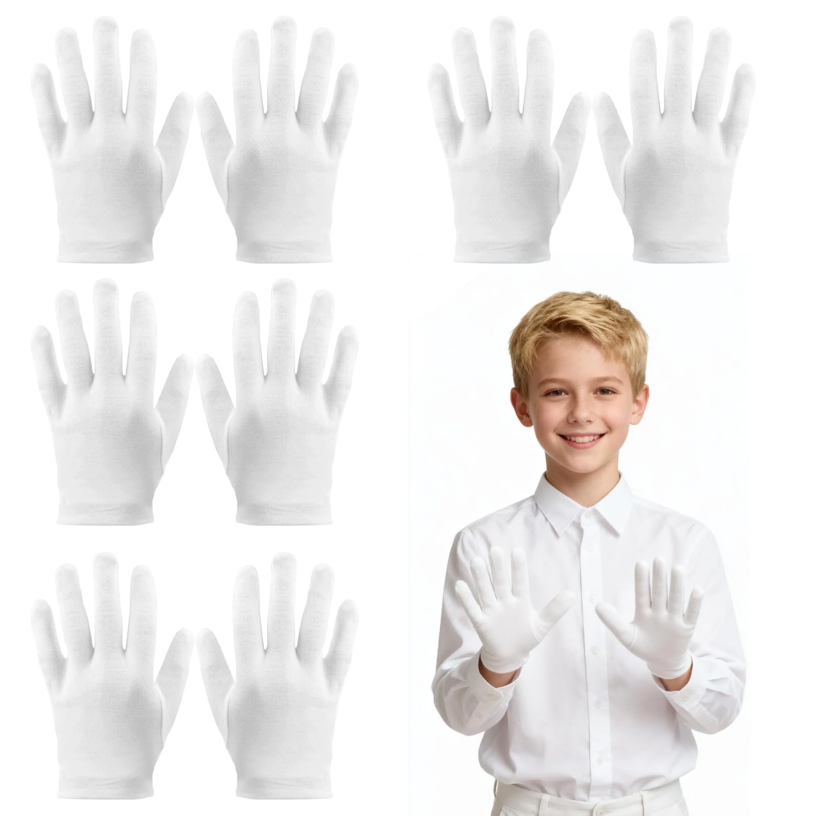 Feuchtigkeitsspendende Handschuhe Kinder, 4-Paare waschbare und wiederverwendbare Baumwolle feuchtigkeitsspendende Handschuhe für trockene Hände Ekzem über Nacht für Kinder (10-13 Jahre)