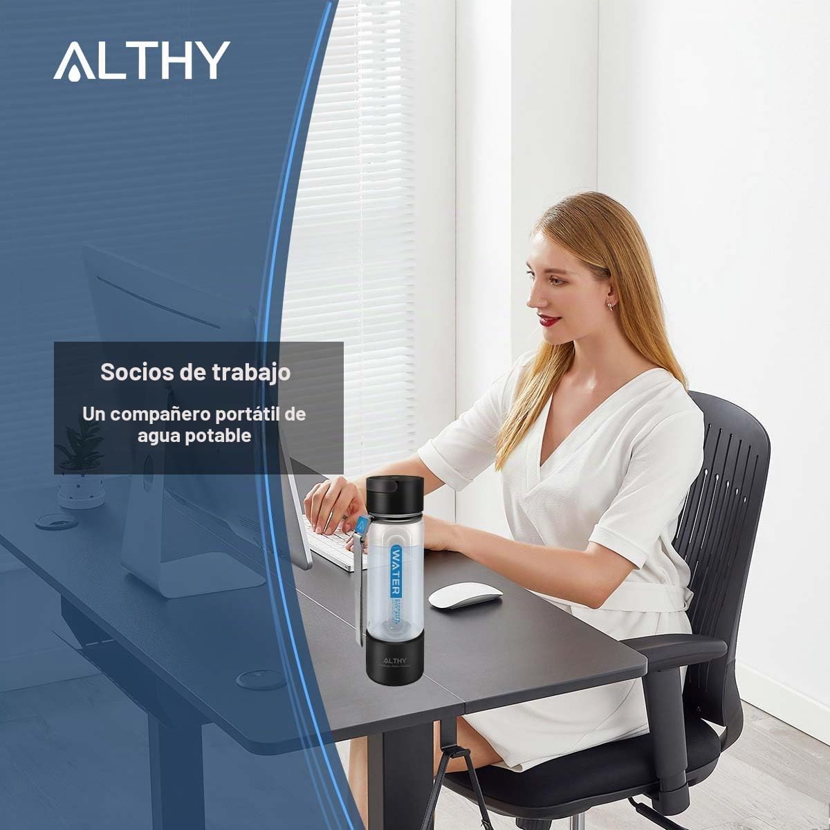 ALTHY Botella de Agua de Hidrógeno con Tecnología SPE y PEM, Generador de Agua Hidrogenada,Ionizador de Agua de Hidrógeno de 420 ml,Portátil para Deporte,Hogar,Oficina,Viajes y Bebida Diaria