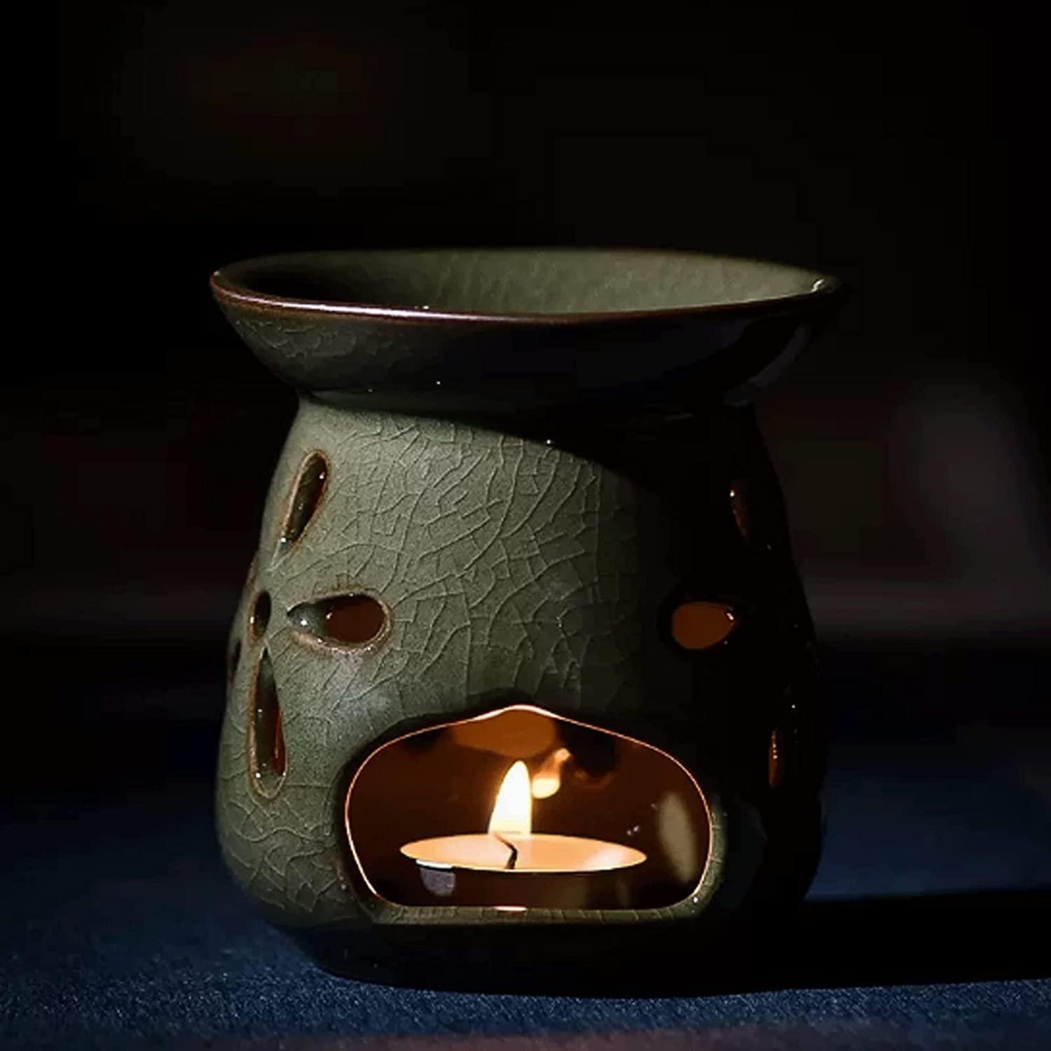 Kominek na olejki eteryczne ręcznie ceramiczny dyfuzor zapachowy dyfuzory olejków eterycznych drążony świecznik do medytacji spa joga ，Palniki do olejków eterycznych