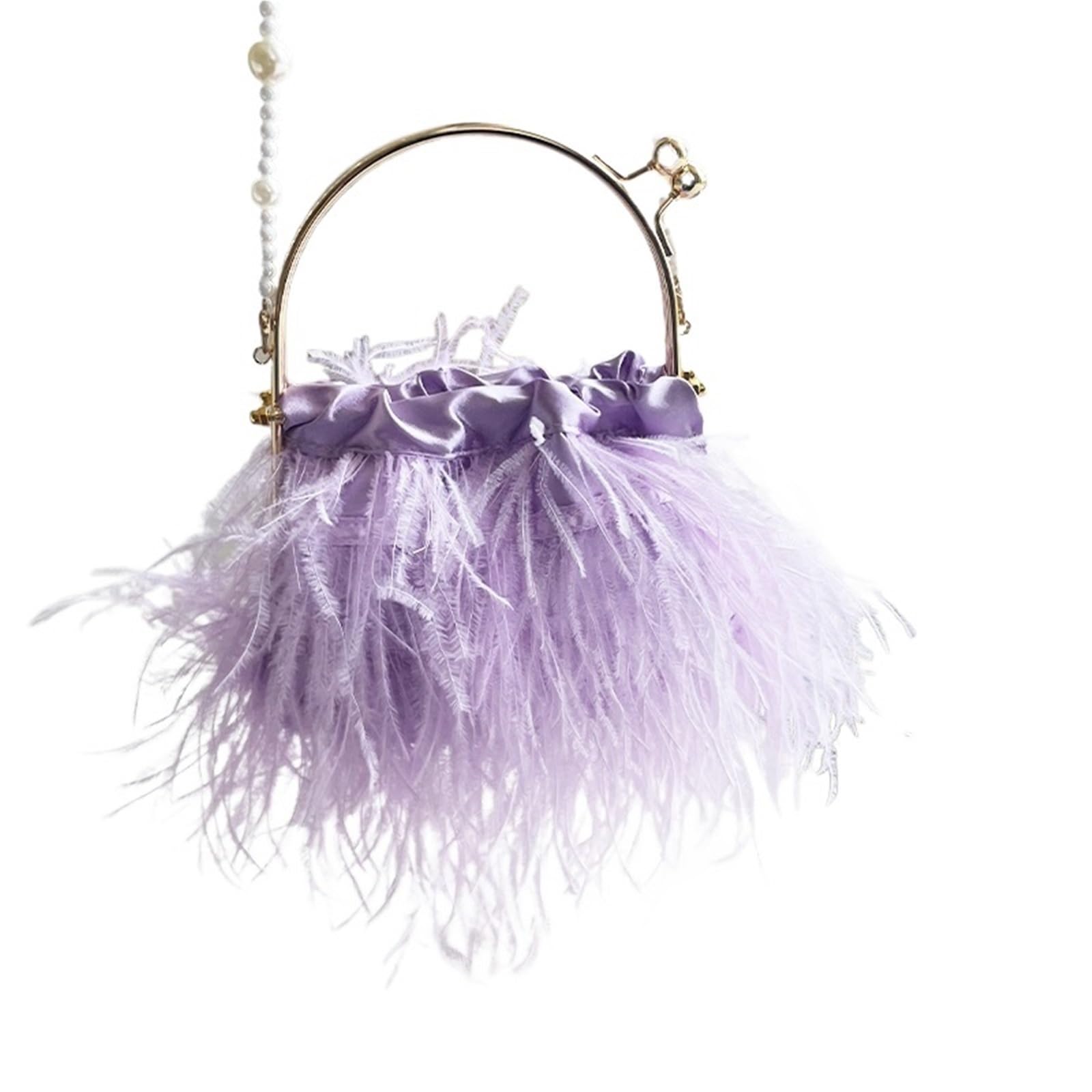 Bolso fiesta Bolso de mano con plumas avestruz, bolso boda asa metal, bandolera for fiesta noche