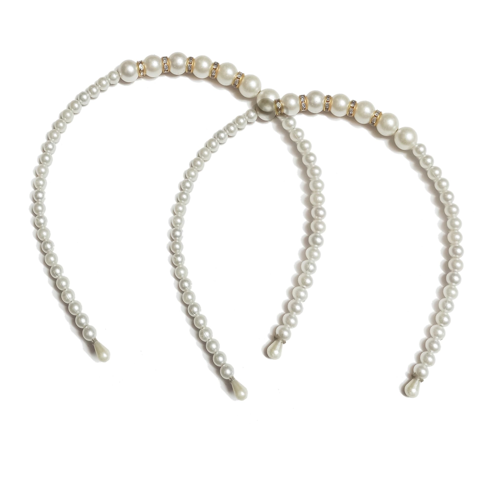 GenericRajmart Global Crystal Pearls Beaded Stone Hairband/Headband Fancy Look,Stylish, Daily & Casual Use, Gifting Purpose, Bridal Hair Accessories for Women & Girls-(Pack of 2, Silver)