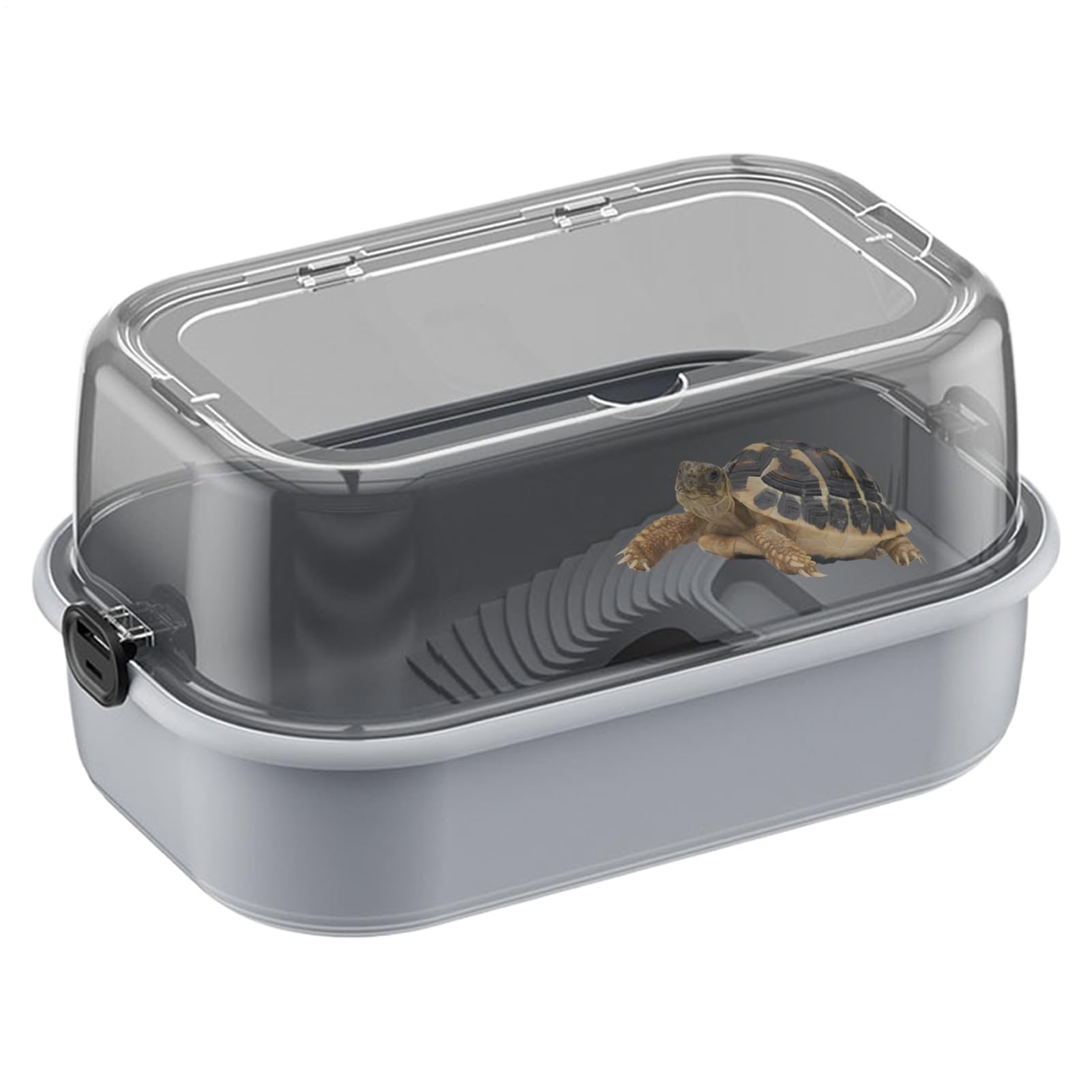 Set di bacini per tartarughe – Set di base per tartarughe in acrilico, acquario a vista completa, habitat multifunzionale con palcoscenico solare e scarico a terra, piattaforma arrampicata per piccoli