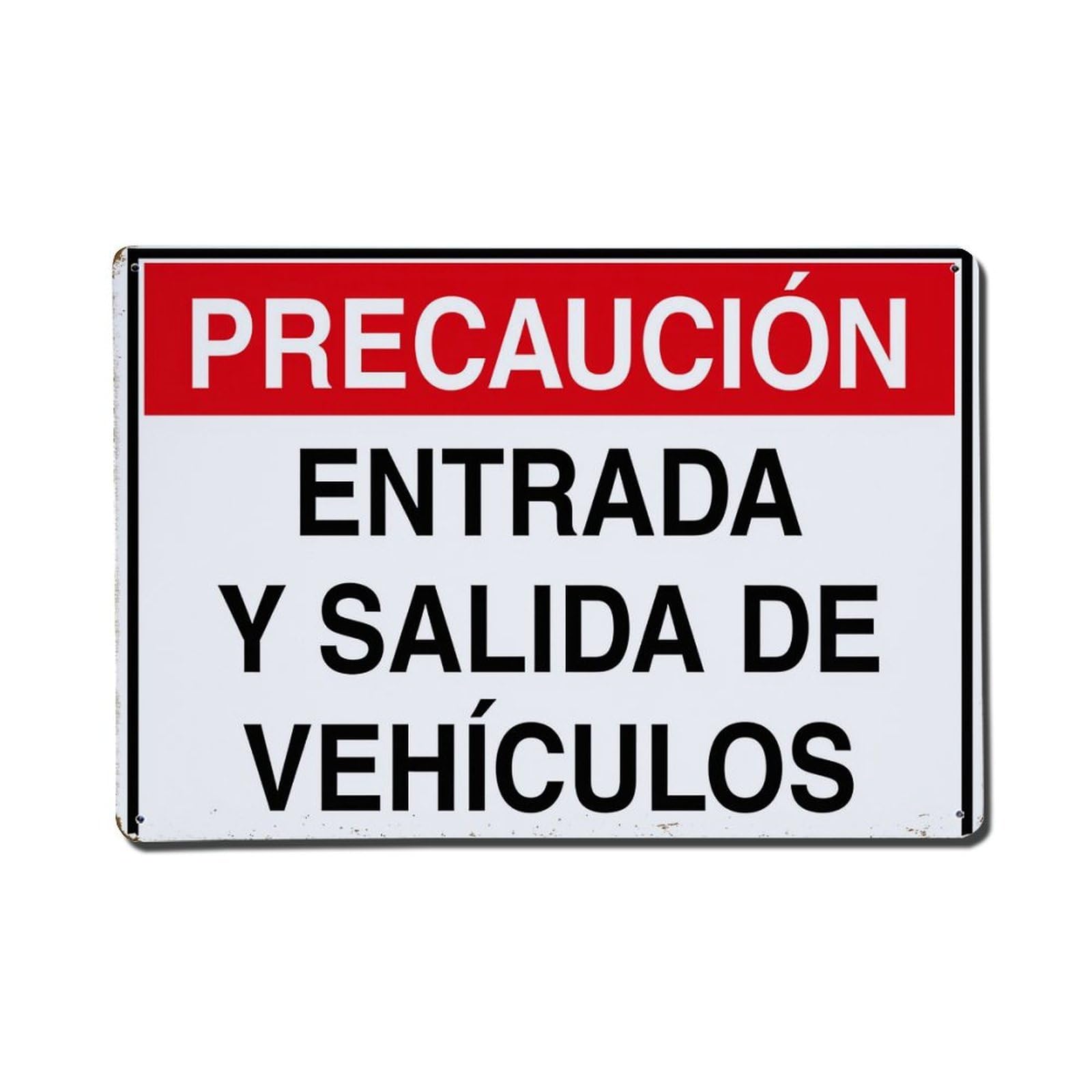 Enderetf Vintage Caution Vehicle Entry And Exit Tin Sign Metal Poster, Home Bar Garage Man Cave Cafe Indoor & Outdoor Wall Decoration 8X12inches