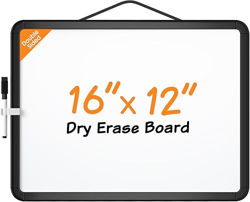 Vista 40 de MaxGear Pizarra pequeña de borrado en seco, pizarra blanca colgante de doble cara de 14 x 11 pulgadas para pared, mini pizarra blanca con 3 Blanco