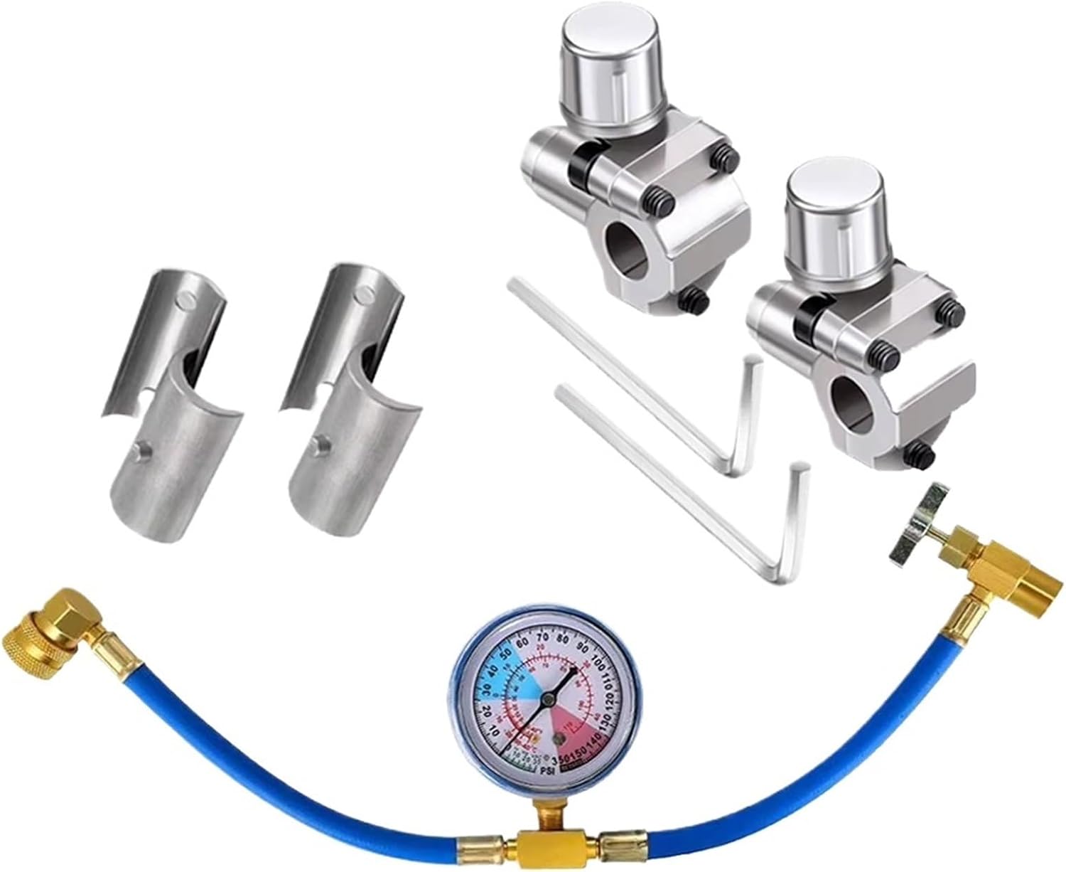 1Set BPV31 Hose Refrigerant Valve Piercing U-Type Piercing Tap Valve Kit With Gauge R134A