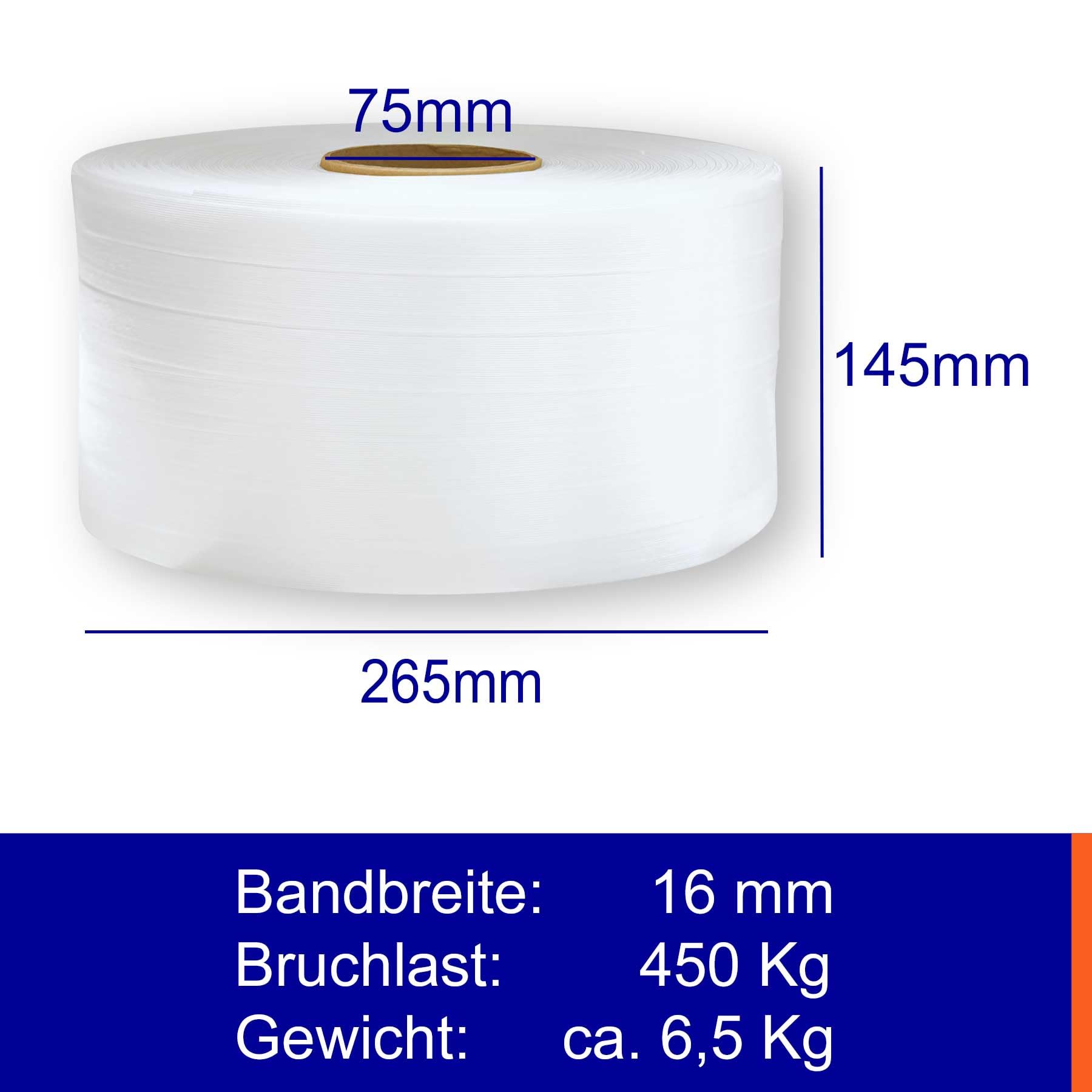 2 Rollen 16mm Polyester Kraftband | 450kg Bruchlast | 850m Bandlänge | Polyesterband für optimale Ladungssicherung | alternativ als wetterfestes Holzbündel Band oder Ballenpressenband