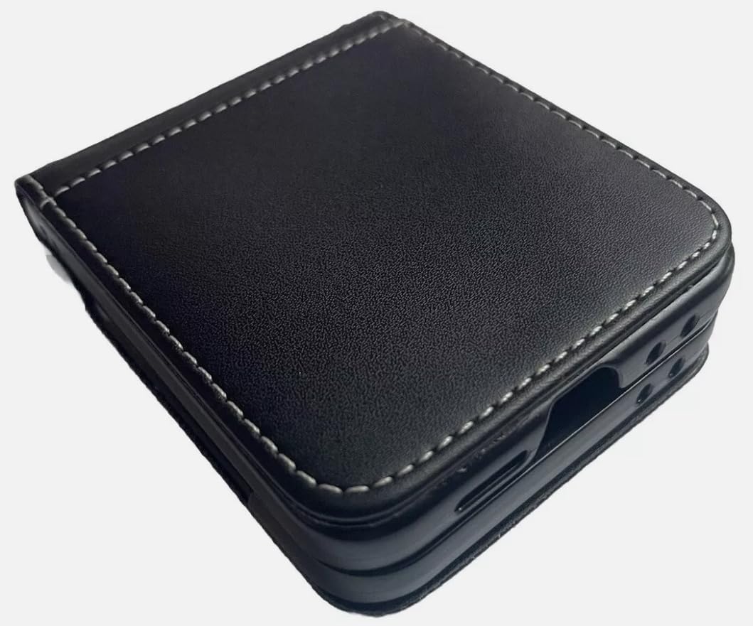 For Samsung Galaxy Z Flip 7 FE Synthetic Leather Flip Case - Black PU Leather Folio with TPU Gel Protection Against Impacts (Black, Samsung Galaxy Z Flip 7 FE)