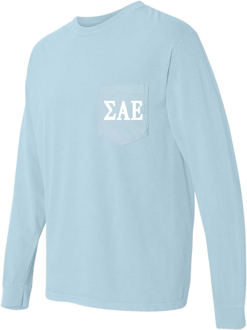 Sigma Alpha Epsilon Fraternity Comfort Colors Pocket Long Sleeve Shirt