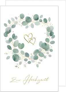Edition Seidel Premium XXL Maxi Glückwunschkarte zur Hochzeit mit Umschlag Format DIN A4. Hochzeitskarte Grußkarte Vermählung Just Married Wedding Day Brautpaar Eukalyptus (A4-H482)