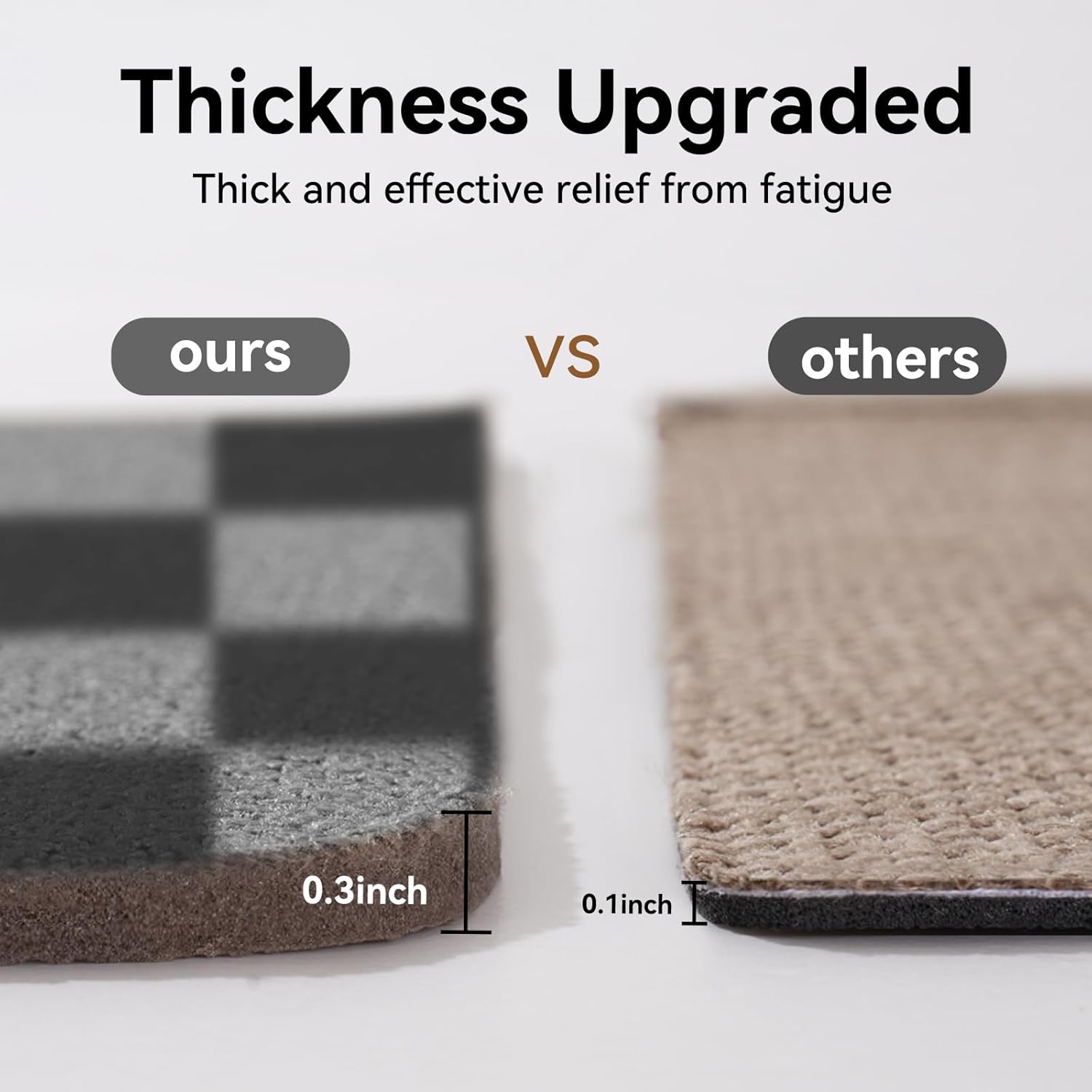 YDKGL Kitchen Runner Rugs Non Slip Washable, Super Absorbent Kitchen Mats for Floor, Linen-Look Woven Sink Mat Standing Mat, Easy Clean, Black Gray Checkered 17"x59"