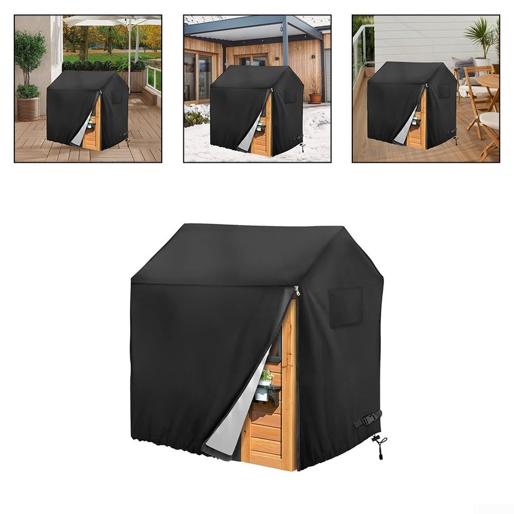 Oxford 210D Maisonnette de jeu pour enfants étanche et résistante aux UV Housse de protection avec fermeture éclair et cordon de serrage Noir 145 x 145 x 160 cm (110 x 120 x 140 cm)