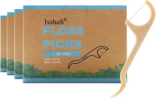 Isshah Natural Mint Dental Floss Picks - 200 Eco-Friendly, Vegan, BPA-Free, PETA Approved Sustainable Flossers