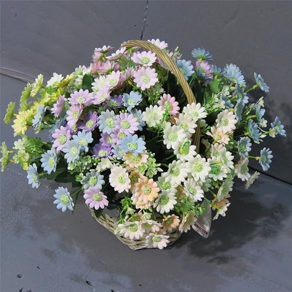 Artificial Flowers Bundle Artificial Daisy Flowers With Stems Home Garden(E)