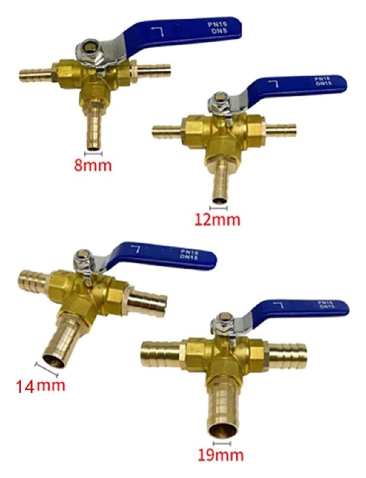 válvula de bola de tubería, Válvula de latón 3 vías con puerto en L, 1 unidad, conector manguera, adaptador for agua, aceite, aire y gas(16mm)