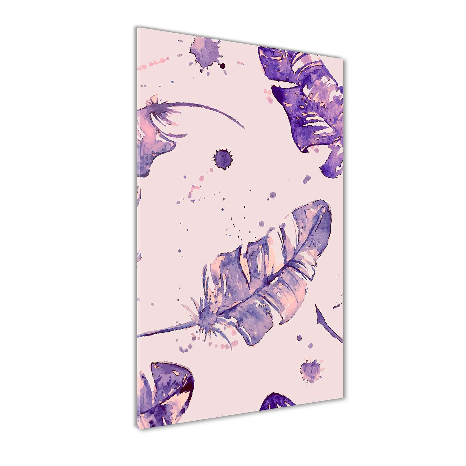 Tableau photo décorative panoramique en verre aux finitions soignées motif plumes