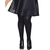 Curves Women's Plus Size Blackout Tights, Same to Waist, Sheer Toe, Moisture Wicking, Black