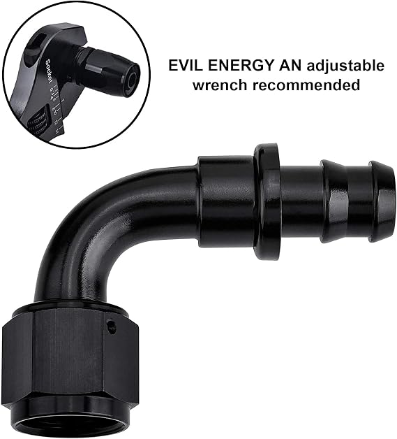 Evil Energy 6an 90 درجة دفع خرطوم تركيب نهاية أسود 4pcs