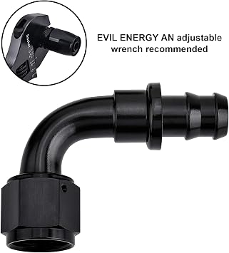 Evil Energy 6an 90 درجة دفع خرطوم تركيب نهاية أسود 4pcs