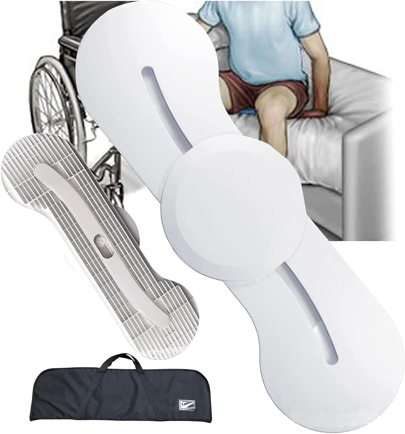 Wheelchair Transfer Board, 40 Inch Curved Slide with 360° Rotation