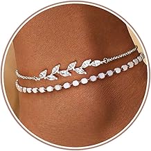 CASSIECA Anklets for Women 925 Sterling Silver Anklet Adjustable Silver Anklet for Women Girls Beach Jewelry