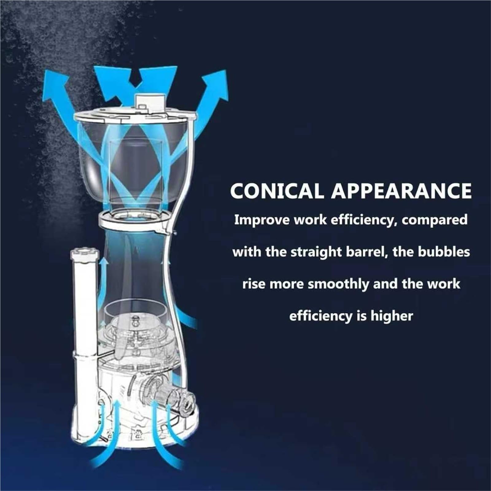 Générique Écumeur De Protéines for Aquarium d'eau De Mer, 1200 L/2000 L/3000 L/4000 L, 10 Niveaux De Débit Réglables, for Une Filtration Efficace Et Une Meilleure Qualité De l'eau.(3000L)