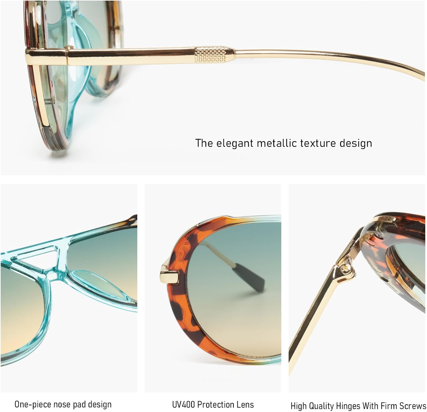 KENBO Retro Gold Aviator Sunglasses for Women Men Trendy Oversized Aviators Sun Glasses 70s Vintage Shades