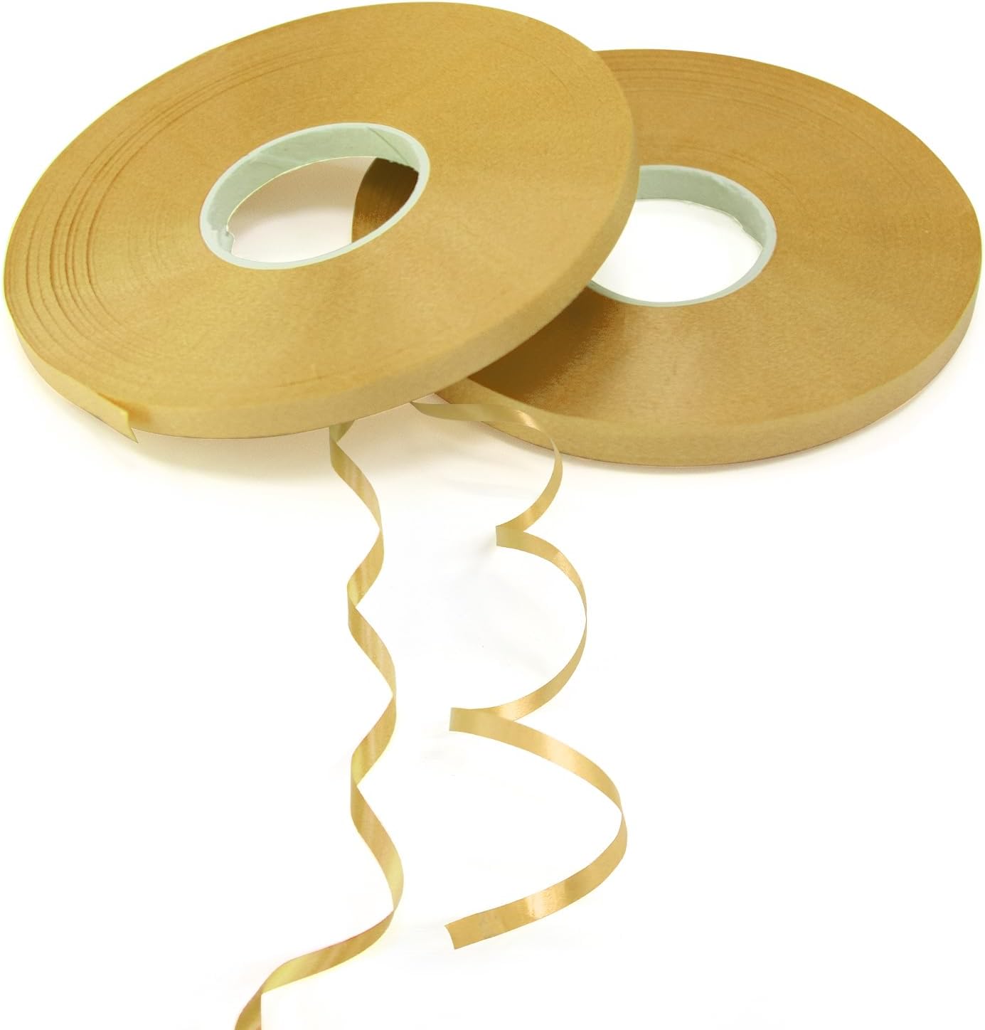 2 Rolls Gold Ribbon for Birthday, 5mm Gold Curling Ribbon 50m/roll Golden String for Gift Wrapping Flower Crafts Birthday Party Festival Wedding Christmas Decorations